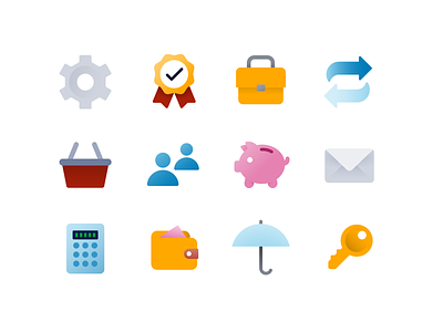 Banking Icons bank finance flat gradients icons money pig ui vector
