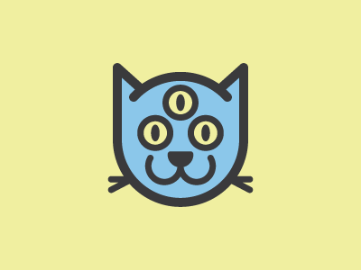 Three Eyed Cat blue cat eyes three yellow
