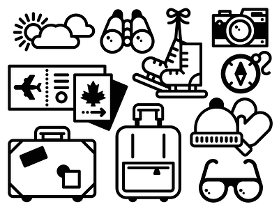 Canadian Vacation [WIP] binoculars camera compas hat pass passport skates suitcase sun