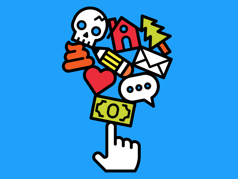 Everyday Juggle money bubble heart balance juggle hand pencil poo tree house skull