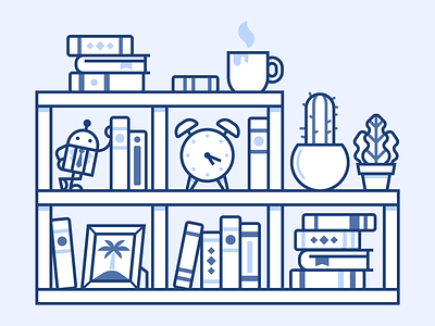 Resources 📚 blue books clock coffee icons picture