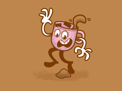 'Espresso Spill' character coffee cup espresso illustration spill vector
