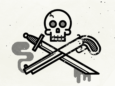 Sword, Shotgun & Skull halftones moran shotgun skull sword vector