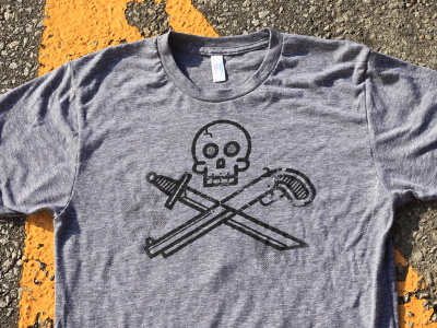 Sword, Shotgun & Skull -Printed moran screenprint shirt shotgun skull sword