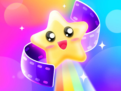 Cute Star & Rainbow app design flat icon illustration ui