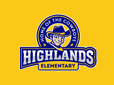 Highlands Elementary School Logo Design character design mascot design school branding school logo school logo design school mascot school mascot design school sports mascot