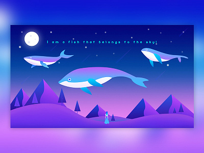 Whale blue gril night starry whale