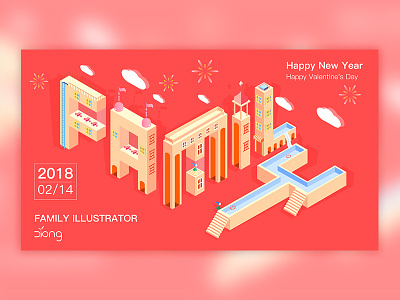 Family family fontdesign happy new year red