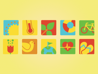 Spring Icons bright health icons spring