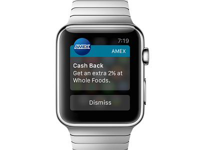 AMEX Long Look american express amex apple apple watch branding button icon long look notification ui ux whole foods