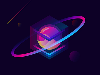 Just Cube color illustrator planet space star