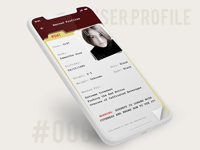 User Profile bio cute dailyui file mobileui paper profile realistic report user wanted warning