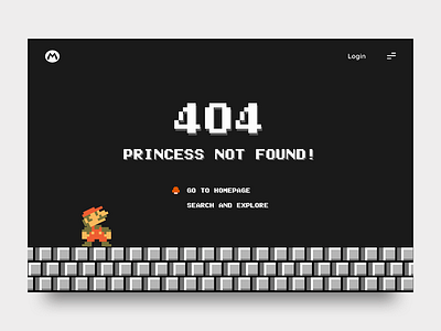 404 Page 404 black classic dailyui error game mario not found page princess retro webpage