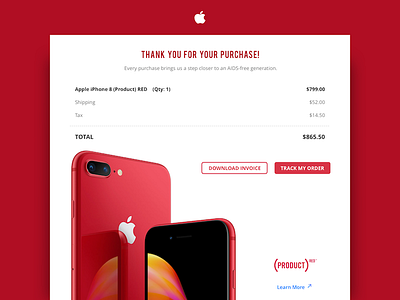 Email Receipt apple buy dailyui emailer invoice iphone iphone8 order purchase red shopping track