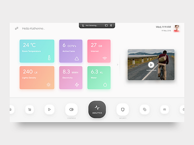Home Monitoring Dashboard analytics clean colors dailyui dashboard interface menu minimal smart tv television ui