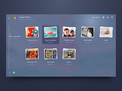 TV App album android dailyui dark gallery google photos pictures slide timeline translucent ui