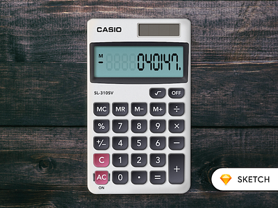 Calculator (Casio SL-310SV) calculate calculator casio concept display graphic numbers real world realistic replica skeuomorphic