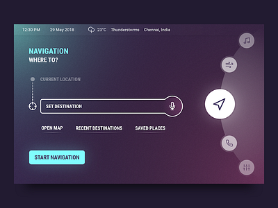 Car Interface car dailyui dashboard destination location map mic navigate navigation slider ui voice