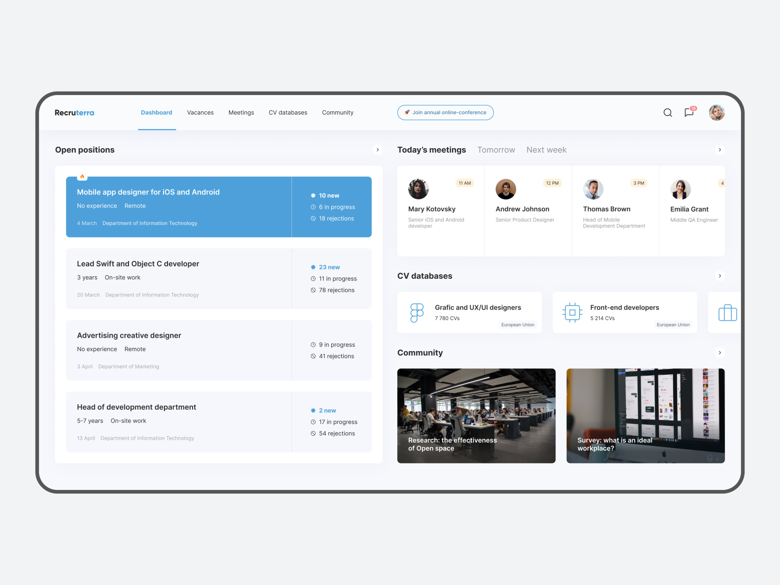 Recruterra - Dashboard For A Hiring Manager By Daria On Dribbble