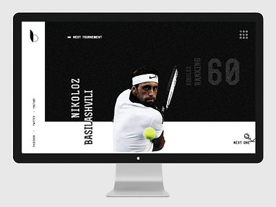 Tennis player personal website design black landing page nikoloz basilashvili personal page sport tennis tennis player ui ux web webdesign white