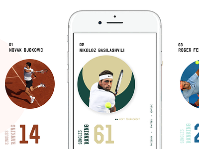 Tennis app app graphic interface mobile app novak djokovic player card profile roger federer sport tennis ui ux