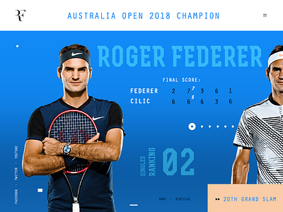 Roger Federer australia open blue champion inspiration interface legend roger federer score sport stats tennis ux