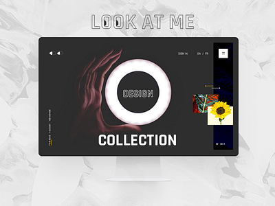 Look at me black burger menu design eye landing page light portfolio shapes sunflower ui ux web