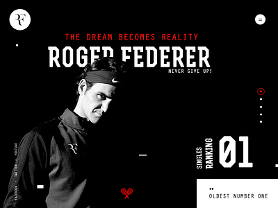 Roger Federer dream goat interface legend number one player profile roger federer sport stats tennis ui ux