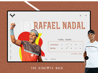 Rafael Nadal website redesign atp ranking color landing page nadal rafael nadal redesign spain sport ui statistic tennis ui ux