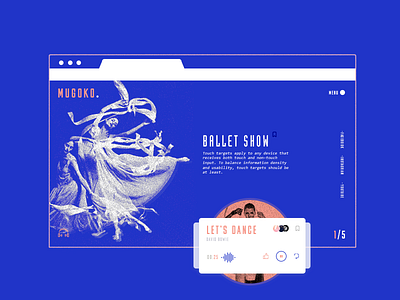 Mugoko UI app elements ballet blue dance design interface music show slider ui ux web design