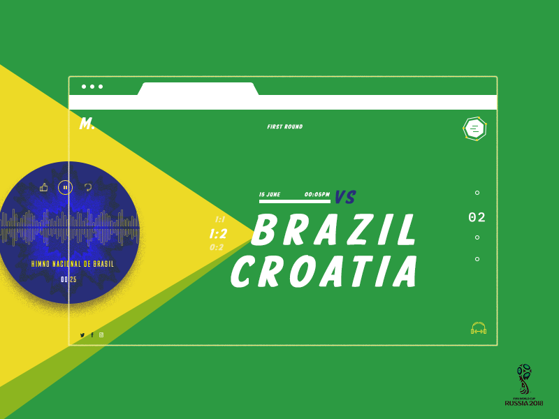 brazil football brazil champions croatia fifa football music app score sport ui ux vector world cup