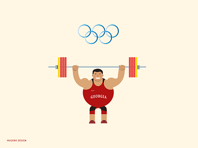 Lasha Talakhadze Georgian Weightlifter 2d champion character competition design flat illustration olimpic record sport vector weightlifter
