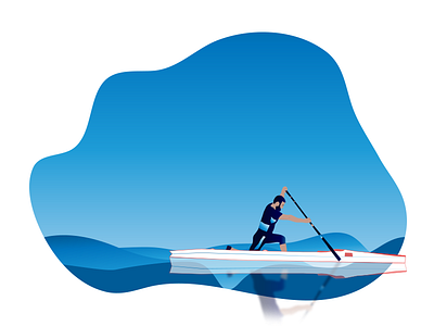 Georgian Canoeist athlete blue boat boy canoe character design gradient illustration river sport vector