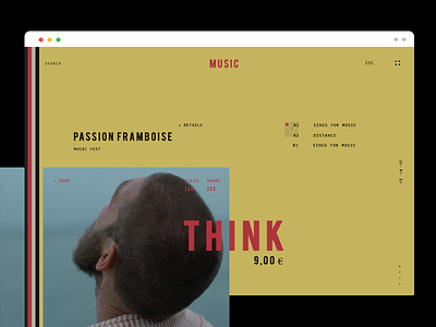 Music UI clean color disc landing page lines music store think typography ui ux webdesign