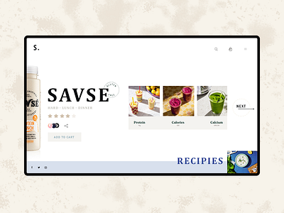 Savse fresh drink drink fresh juce fruit landing page minimal online shop product page recipies ui ux water web