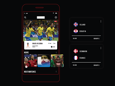 FIFA world cup 2018 TV and News App app card clean fifa football material mobile news app sport news app ui ux worldcup