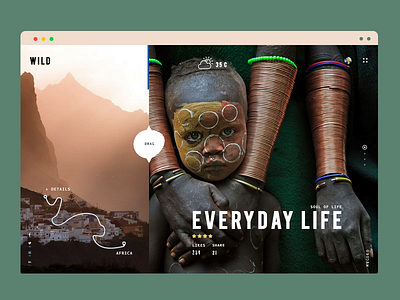 Wild Nature Travel user interface africa landing page map minimal nationalgeographic nature tourism ui ux vector weather wild