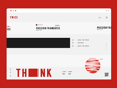 Think Twice design graphics lines minimal red typography ui ux web design