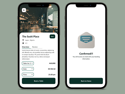 A reservation app UI