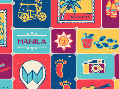 Wanderskye explore fun illustration manila philippines stamps travel wander