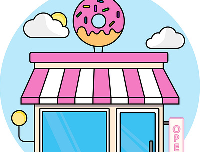 Donut Shop adobe design donut donutshop flatdrawing flaticon graphic design icon illustration illustrator