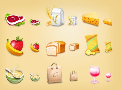 Food Icons bread cheese flour food fridge pal fridge pal android fridge pal app fridge pal iphone fruit groceries icons meat snacks soup wine