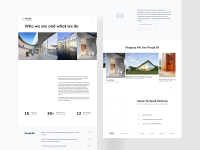 Architecture portfolio website - About page design ui website design