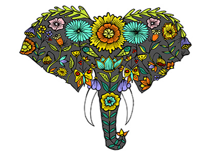 Floral Elephant elephant flowers illustration