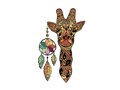 Giraffe illustration catcher dream giraffe illustration mandala