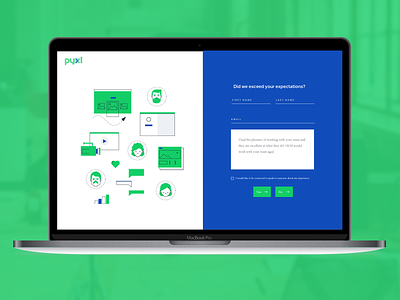 Customer Service Survey Landing Page digital feedback form green landing marketing page pyxl survey