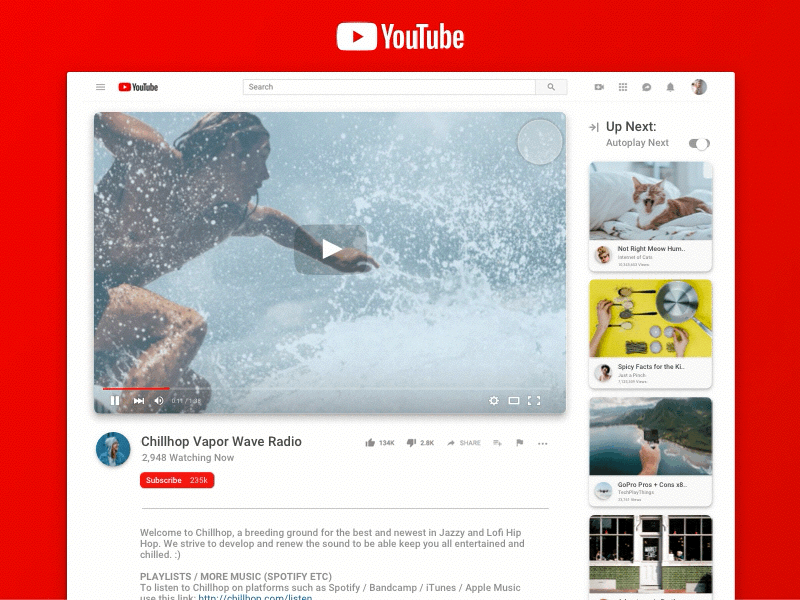 YouTube Collapse + Expand animation collapse expand full screen gif interface principle show hide ui user ux youtube