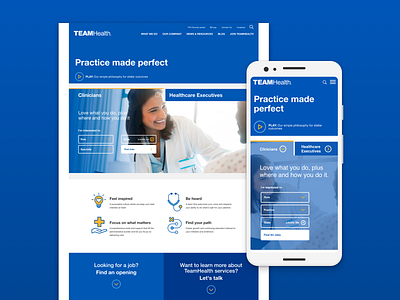TeamHealth UX Updates clinical clinician interaction medical mobile responsive ui ux website