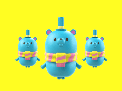Blue Bear 3d animation bear gif