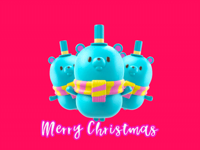 Blue Bear X'mas 3d animation bear gif xmas